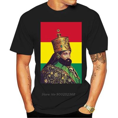Camiseta de Hombre Haile Selassie Verano Algodón Cuello Redondo Manga Corta Camiseta Divertida Tops Hip Hop Ropa Urbana