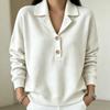 Women's Casual Pullover Sweatshirt with Lapel Collar, Long Sleeve, Loose Fit, Multi-Color