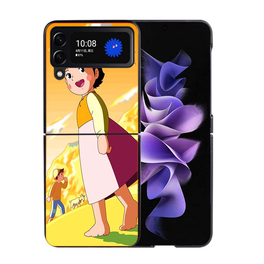 Heidi Cartoon Phone Case For Samsung Z Flip 7 6 5G Galaxy Z Flip4 Z Flip5 Z Flip3 Coque Black Hard PC Shell Protective Cover
