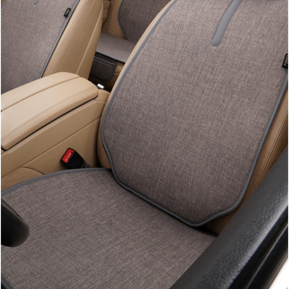 Auto Atmungsaktiver Leinen Sitzbezug Vier Jahreszeiten Universal Vordersitzschoner Kissen Autositz Schutzbezüge für PKW Innenraum
