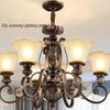 Retro Wrought Iron Pendant Light for Living Room, Villa, or Staircase