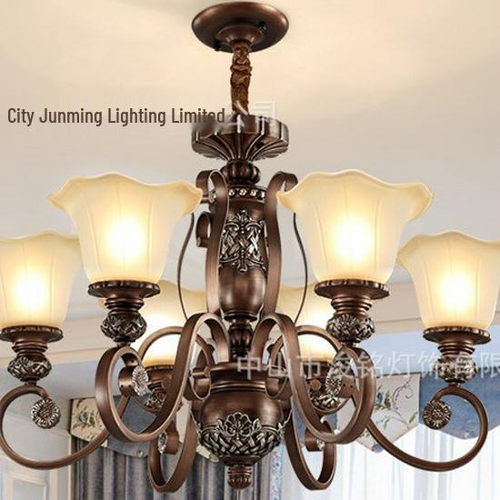 Retro Wrought Iron Pendant Light for Living Room, Villa, or Staircase