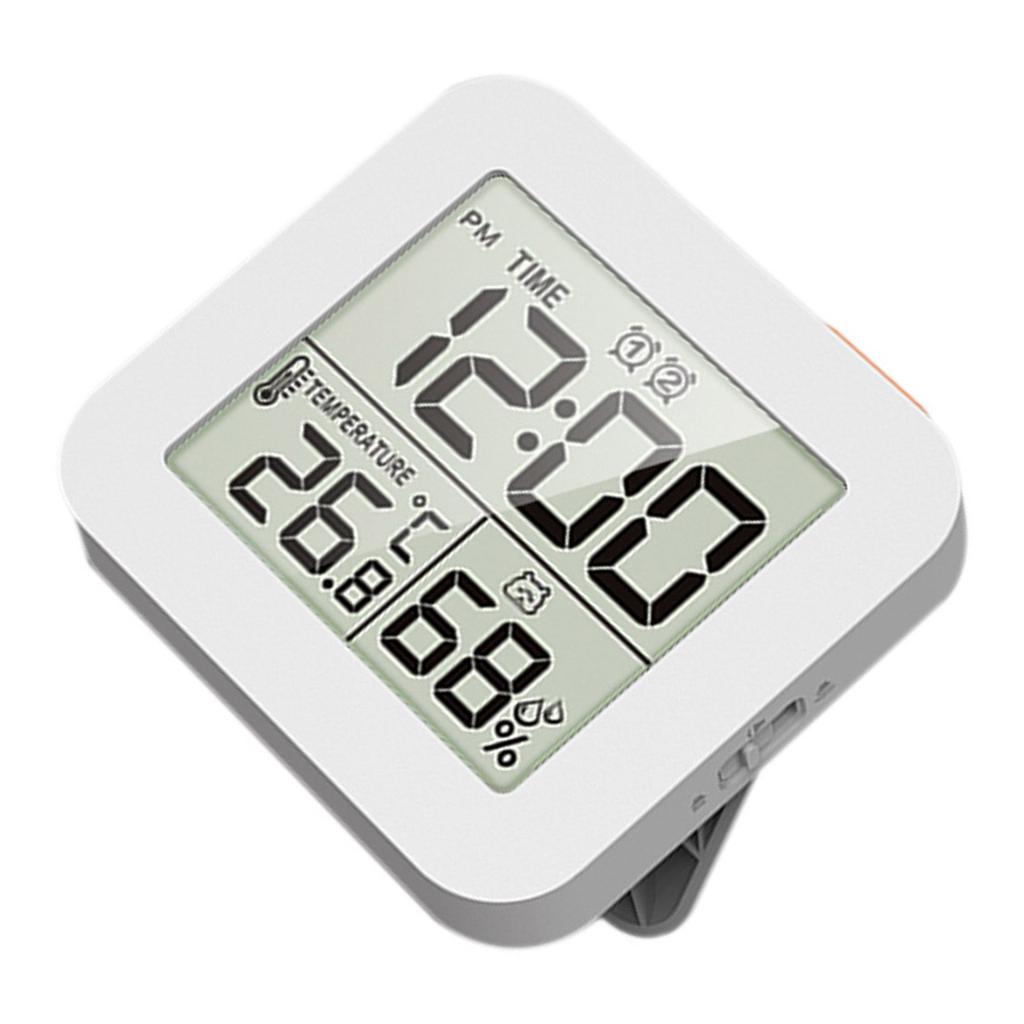 Portable Digital Alarm Clock with Temperature Humidity Reading Multifunctional Desk Clock for Home Heavy Sleeper Alarms