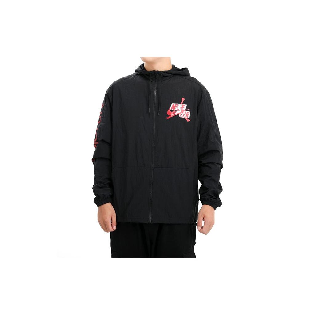 Jordan Jumpman Windbreaker With Full Zip Front And Hood Men Outerwear Black CN3824-010