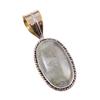 Natural Aquamarine Gemstone 925 Solid Sterling Silver TwoTone Pendant 1.25" d8J58