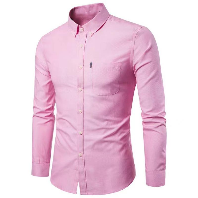 Herren Slim Fit Oxfordhemd Lässig Langarm Button-Down Business Oberteil