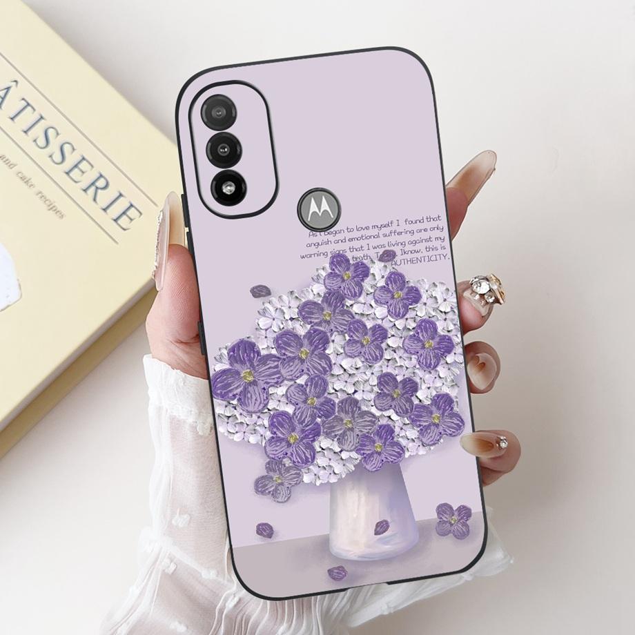 For Motorola Moto E20 E30 E40 E22 E22s E22i Phone Case Back Cover Soft Matte Silicone Slim Fundas Lovely Panda Rabbit Flower