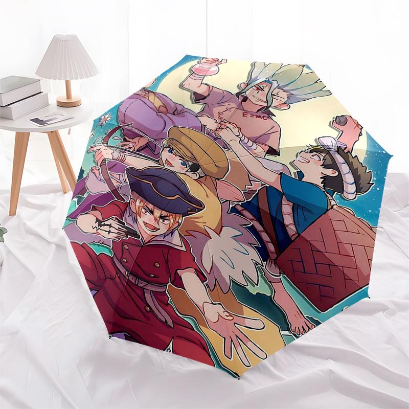 1pc Outdoor Umbrella with Anime Characters | Automatic Opening & Closing | Portable 3-Fold Design | 8-Rib Iron Frame | Perfect Gift for Fans, Tra