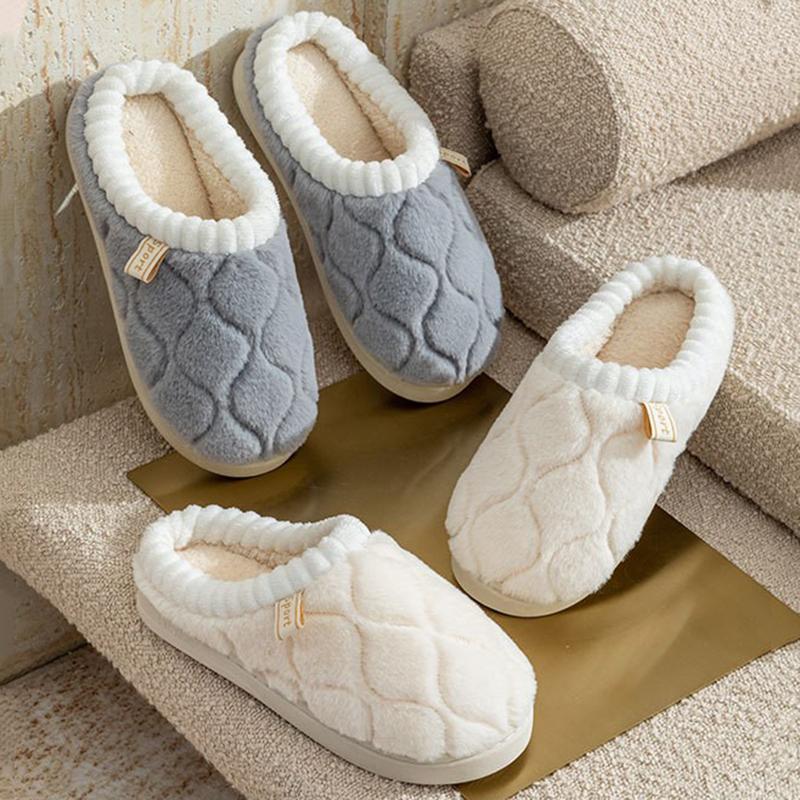 Fashion Men Warm Slippers House Women Furry Slides Autumn Winter Concise Couples Fluffy Slipper Bedroom Non-Slip Flats Soft Plush Shoes