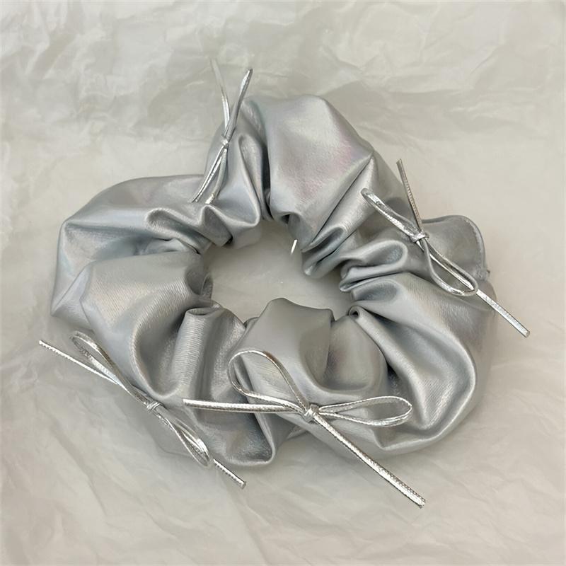 

Резинки для волос Y2K Bow Scrunchies Metal Silver Color, милая простая эластичная повязка для волос, женские аксессуары для волос, головной убор, ретро-веревка для волос