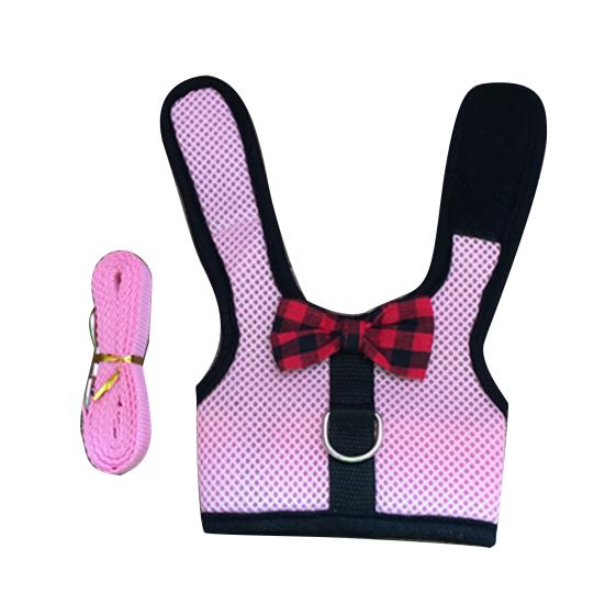 

Rabbit Hamster Chest Strap Vest Harness Walking Leash Traction Rope Pet Supply S рожевий