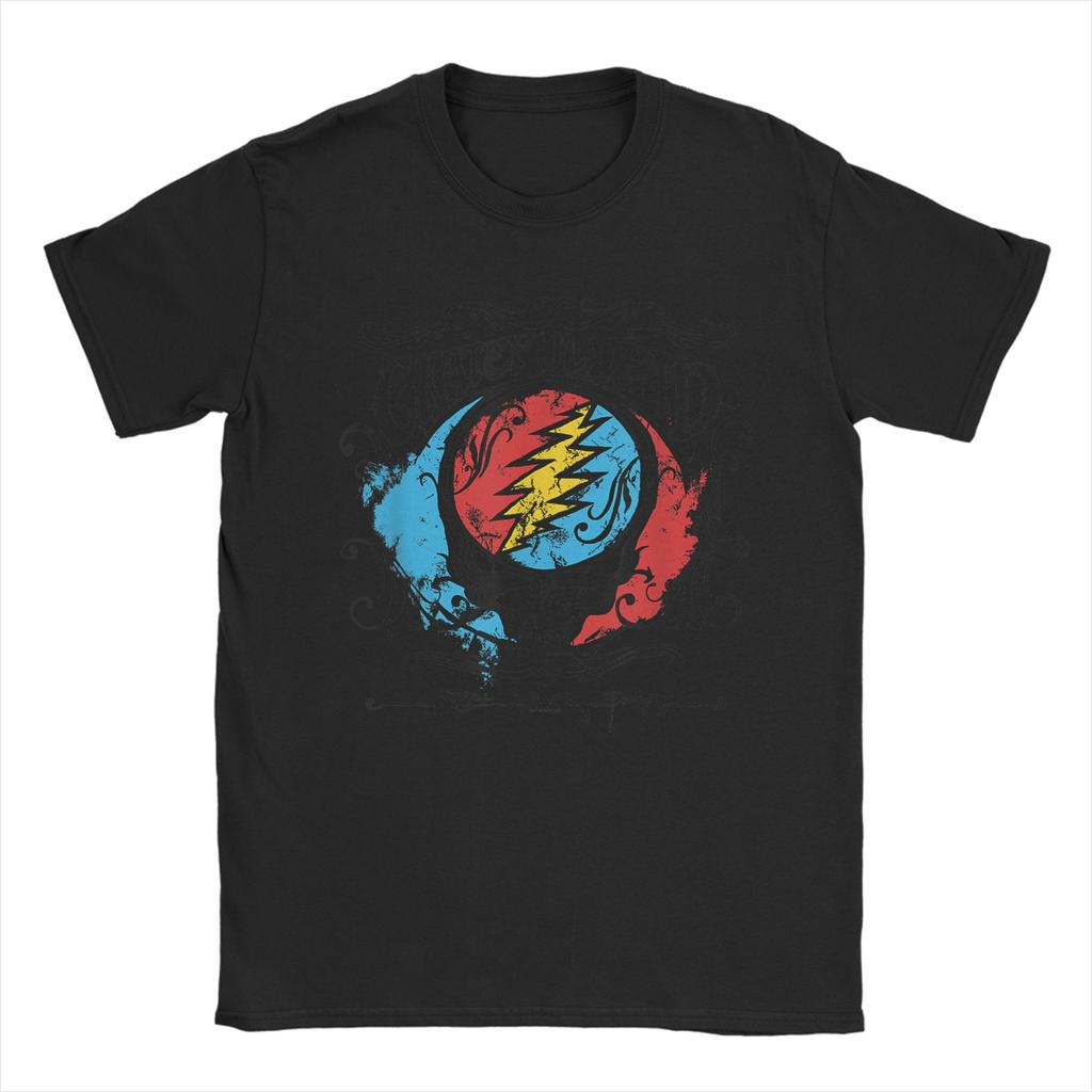 Harajuku T-Shirt Grateful Dead Steal Your Face Handgezeichneter Flair Band Baumwoll-T-Shirts für Herren Sommer Tolle Kurzarm-Oberteile