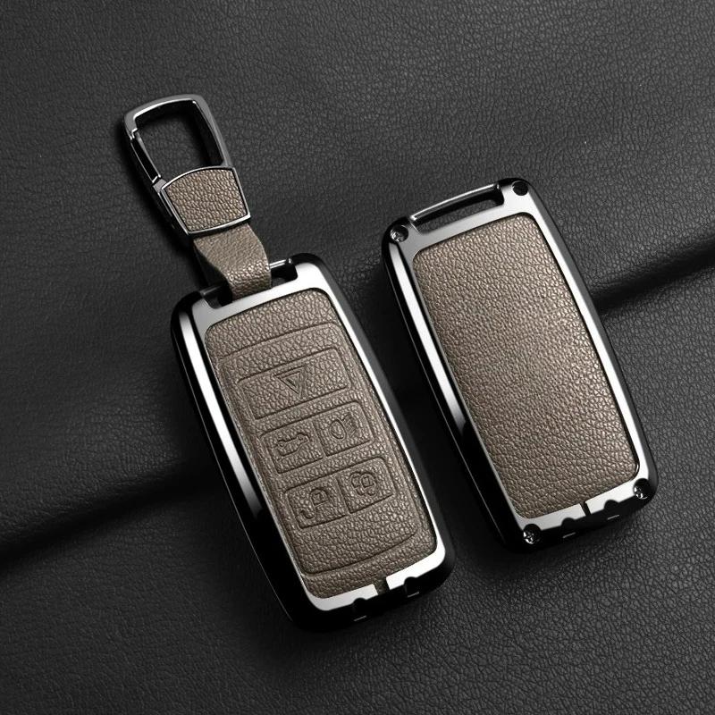 Zinc Alloy+Leather Car Key Case Cover Keychain Holder Shell For Land Rover Range Rover Sport Velar Evoque Freelander2 Discovery