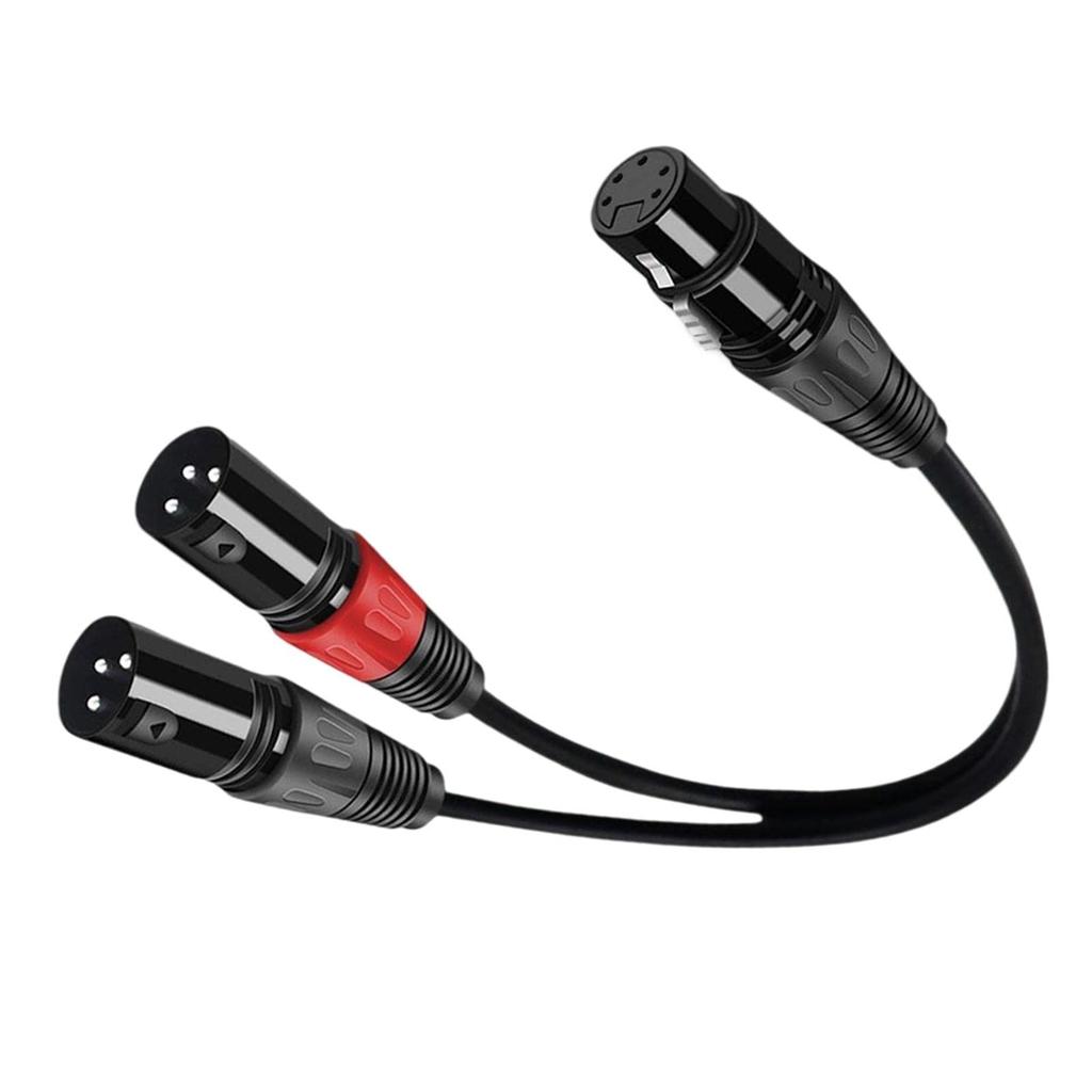 Freneci Dual DMX Y Splitter Cable 3-Pin Male to 5-Pin Female XLR Light Microphone Adapter 0.5m