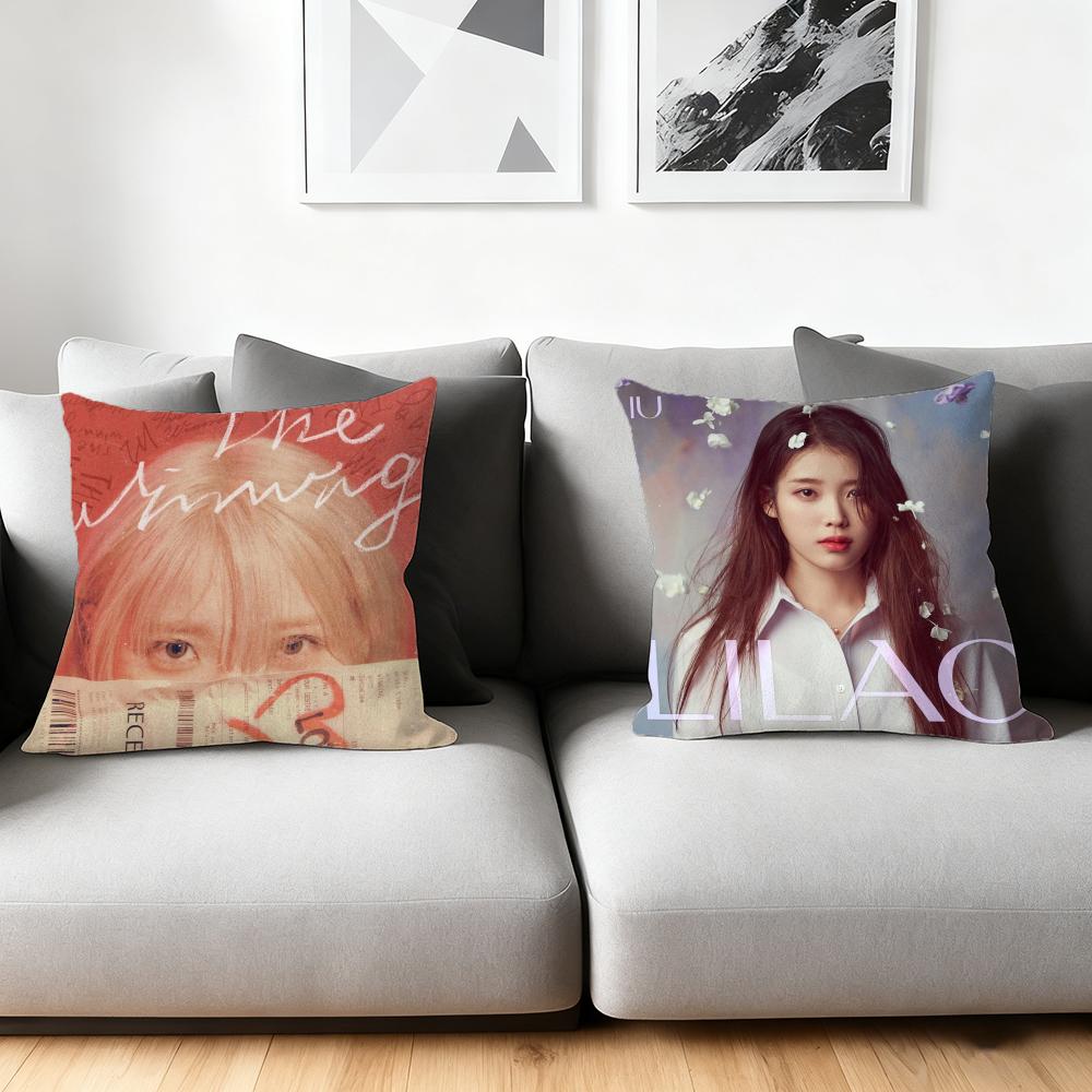 Korea Singer IU Album Cushion Cover Silky Short Plush Home Sofa Cushion Cover - Invisible Zipper Home Decoration