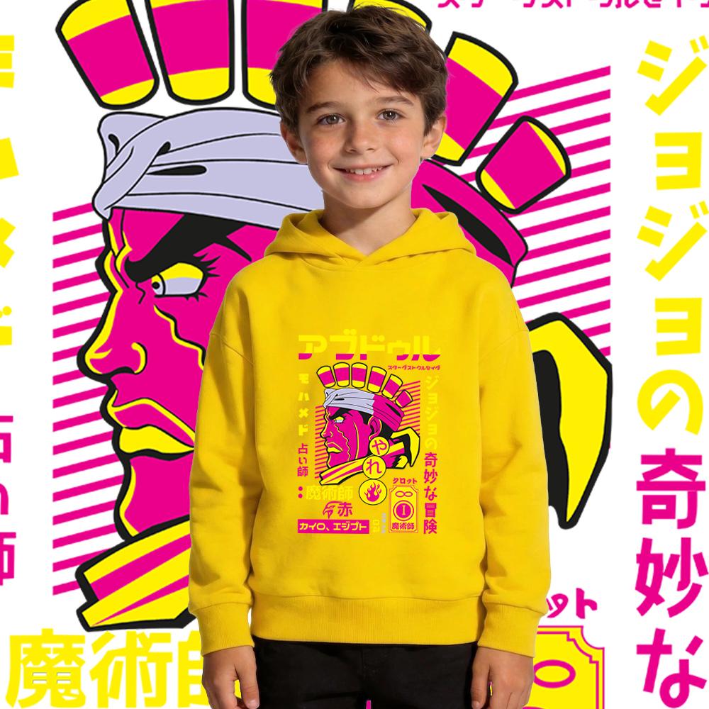 "JoJo's Bizarre Adventure" Muhammad Avdol Graphic Hoodie – fleece-lined and thickened for warmth; suitable for casual autumn and winter wear.