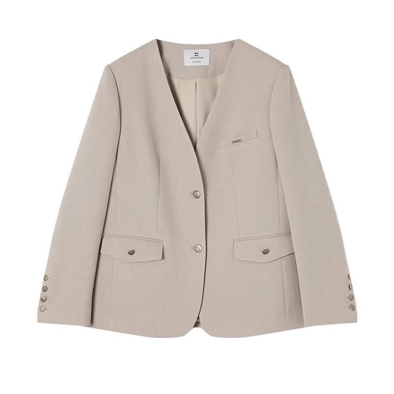 Xiangying Women s Khaki V-Neck Blazer S
