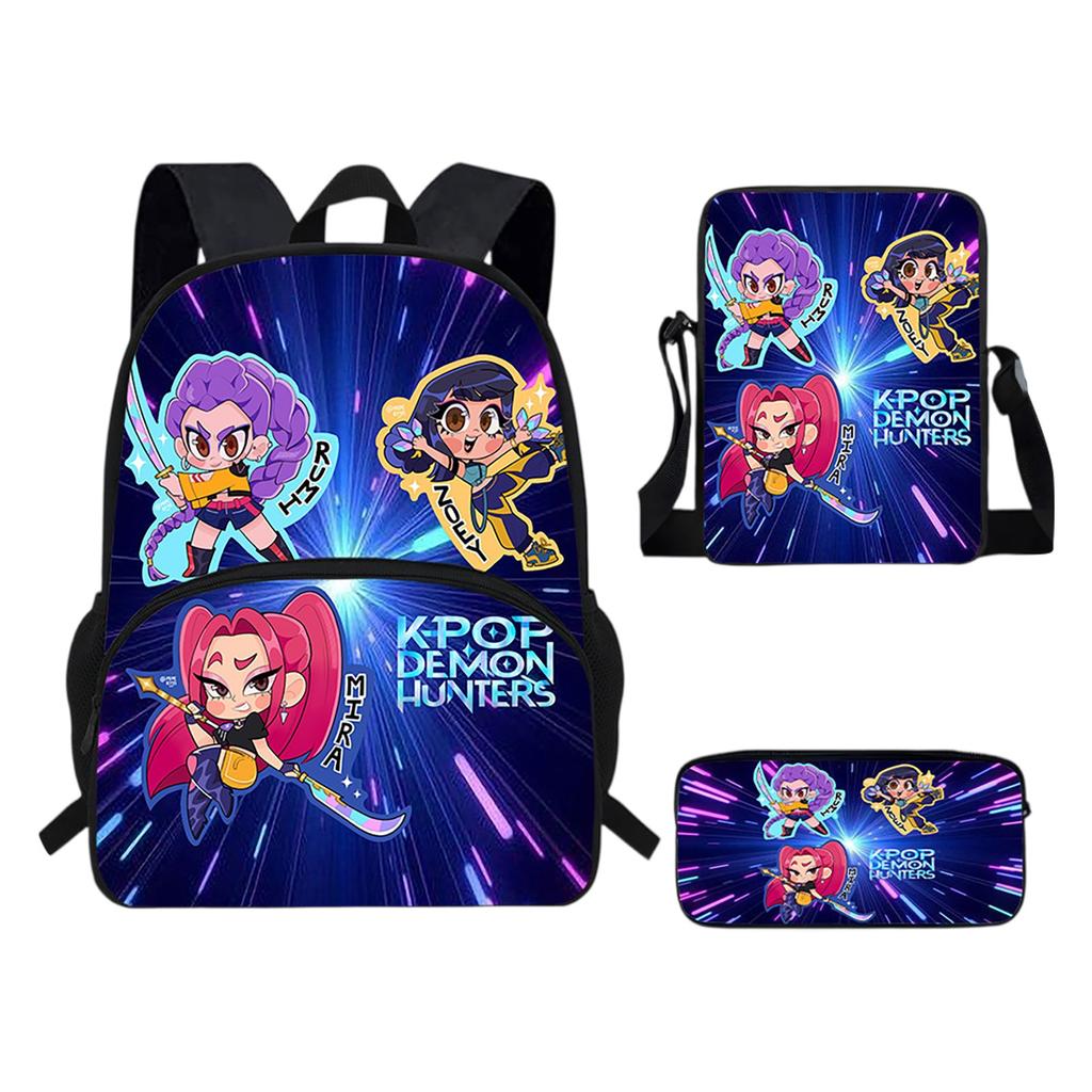 Girls Backpack Primary School Student Backpack Printed Children's Bag Shoulder Bag Pencil Case Three-piece Set