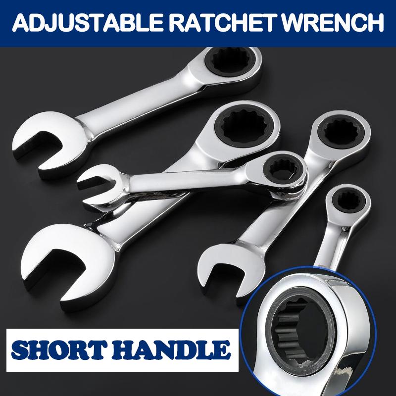 Short handle adjustable head ratchet wrench mini fast ratchet wrench labor-saving auto repair hardware dual-purpose wrench tool