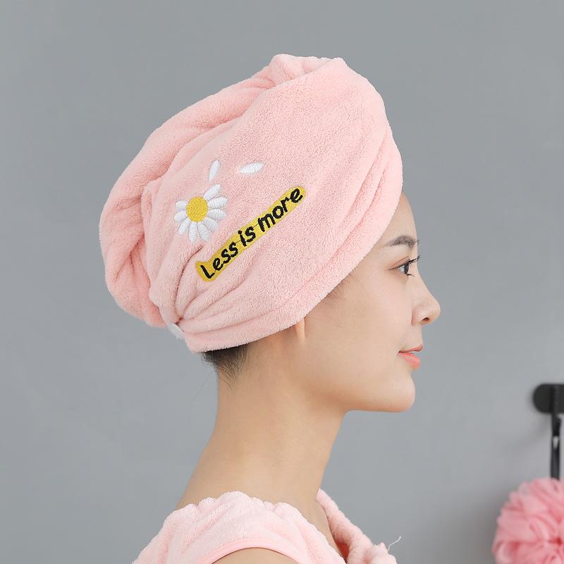 Daisy Coral Velvet Dry Hair Cap Soft and Absorbent Wrapped Head Thickened Shower Cap