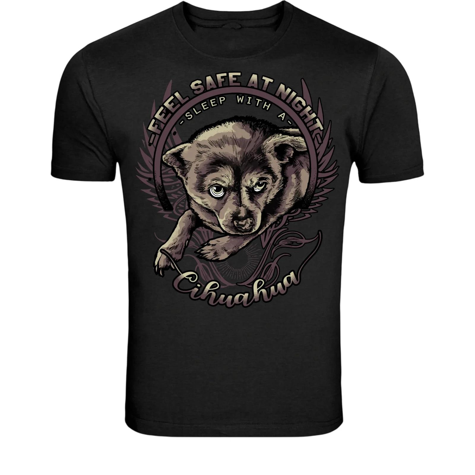 Chihuahua Feel Safe At Night T-Shirt - Funny Dog Lover Graphic M