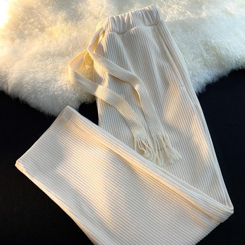 Damen Cord Schlaghose mit Kordelzug, Hoher Bund, Schlankmachend, Lässig, Vielseitig, für Frühling/Herbst 2024.