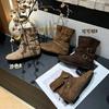 Stivaletti Corti Retro Rialzanti Internamente Donna Autunno Inverno Nuovi Maillard Punta Tonda Stivali Martin Occidentali Fibbie Stivaletti Corti Casual
