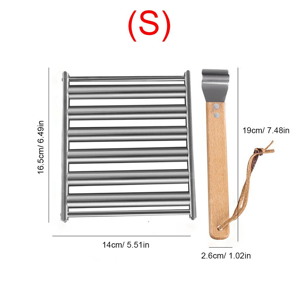 

Hot Dog Roller Sausage Roller Rack Stainless Steel Hot Dog Grill Roller with Wooden Handle 5 Hot Dog Capacity for Home Kitchen