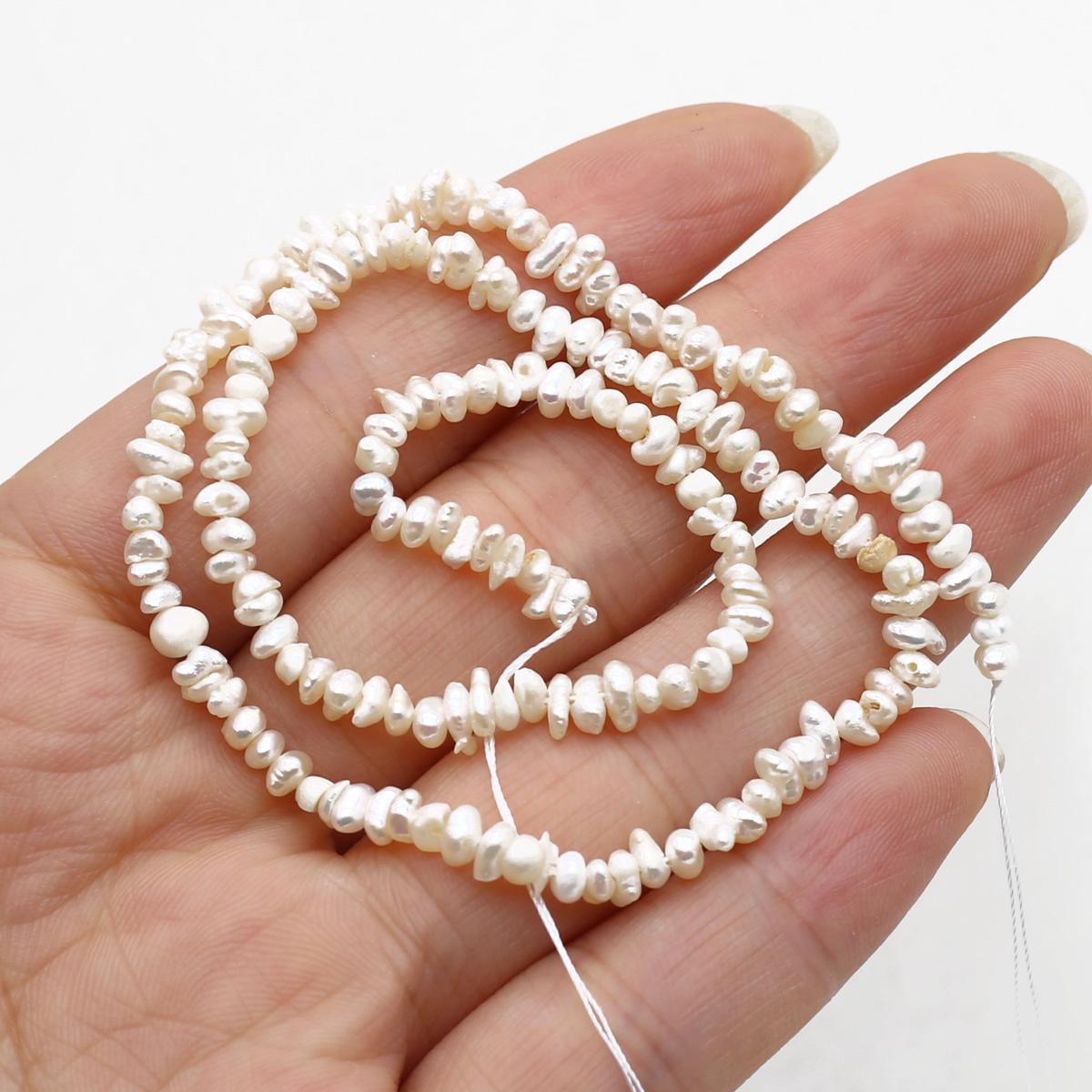 

1String, White Natural Freshwater Pearls 3-3.5mm, Handmade Tablet Baroque Pearl Beads for Jewelry Making DIY Crafts, Needlework 36cm 1String/3-3.5mm-36cm білий
