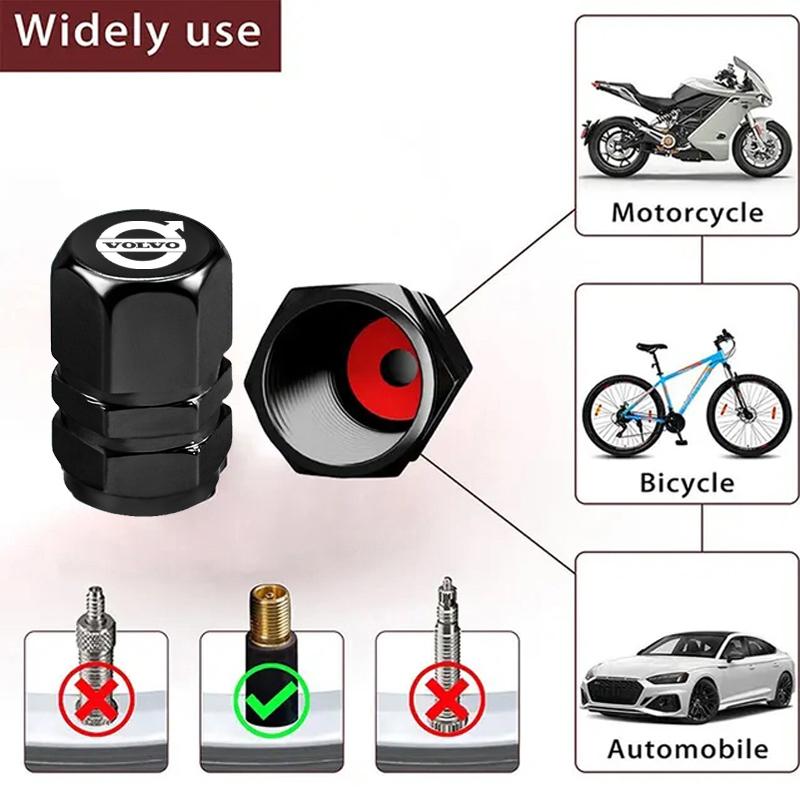 4Pcs Car Tire Valve Stem Cap Titanium Alloy Tyre Caps Cover For Volvo EX30 XC60 XC40 V60 V40 XC90 XC70 V50 S60 V70 S90 AWD EX90