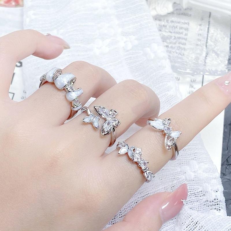 [Schmetterling Schatten Streamer] Schmetterling Emaille Tropföl Zir*****Pening Ring Nische Leichter Luxus High-End Gefühl Stapelring Frau