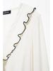Autumn New Arrival: Women's Long Sleeve V-Neck Shirt with Pleated Layered Decor