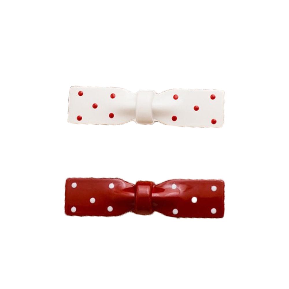 Polka Dot Bow Hair Clip Female Angora Red Can Duckbill Clip Sweet and Versatile Hair Accessories