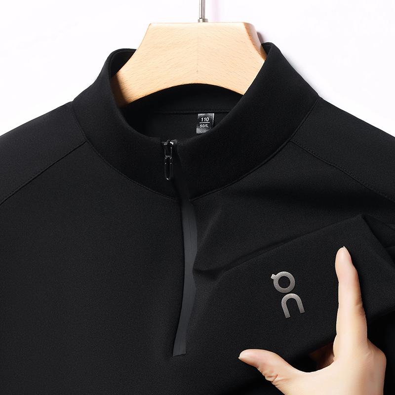 T-Shirt Half Zipper Stand-Up Collar Men'S Business Casual Long-Sleeved Premium Polo Shirt