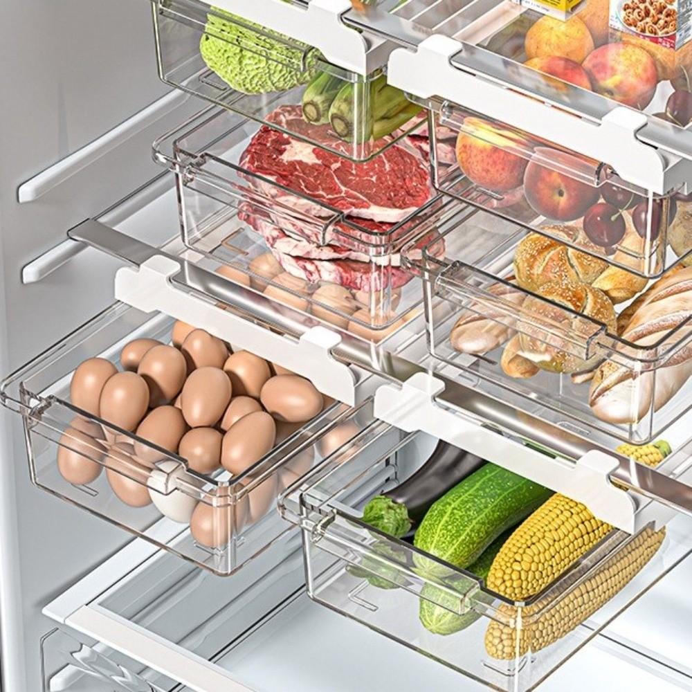 Sliding Kitchen Storage Box Stackable Egg Container Fruit Preservation Organizer Kitchen