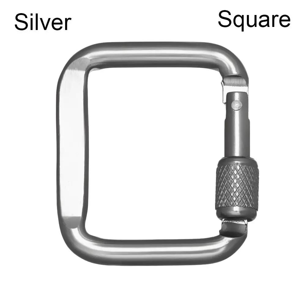 1 pc Triangle Carabiner Stainless Steel Outdoor Camping Hiking Keychain Snap Clip Hook Kettle Buckle Chain Screw Lock Carabiner
