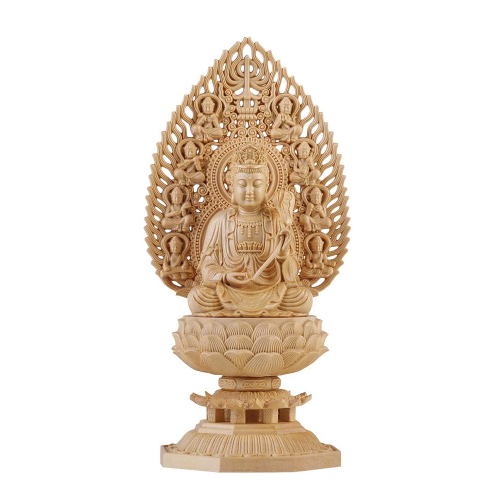 Hanro Art Sculpture Buddha Statue Kokuzo Bosatsu Buddhist Altar Buddha Statue Wood Carving Ornament Made of Cypress Wood Year of the of the Tiger Good