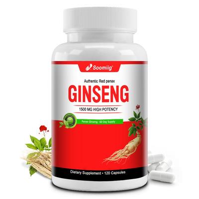 Korean Red Ginseng 1500 Mg, 120 Capsules — Non-GMO, Gluten-Free