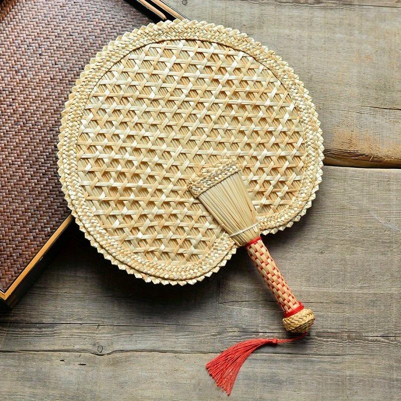 1pc Handmade Straw Fan Woven Large Cattail Fan Carry On Chinese Style Straw Fan Straw Woven Fan