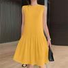 ZANZEA Women Casual Round Neck Solid Color Summer Sleeveless Dress