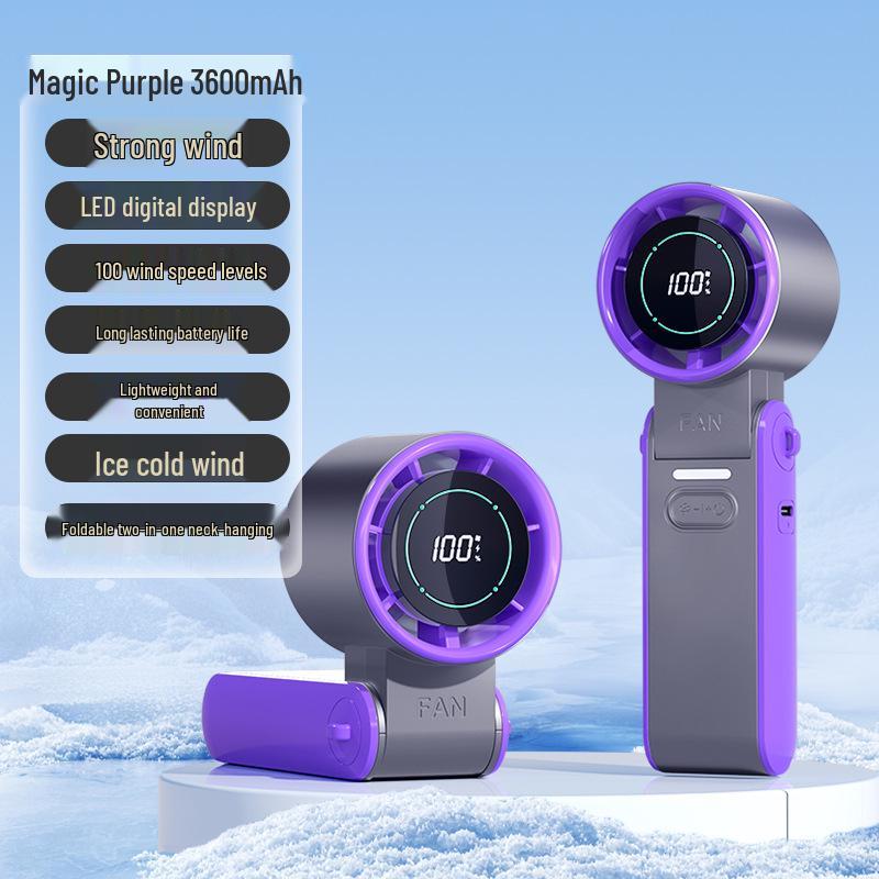 Portable Foldable Neck Fan with Digital Display & Stepless Speed 3600mAh
