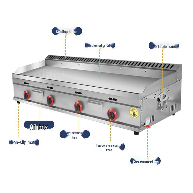 Commercial Gas Teppanyaki Griddle for Fried Rice & Grilled Noodles with Squid Stove and Pancake Machine