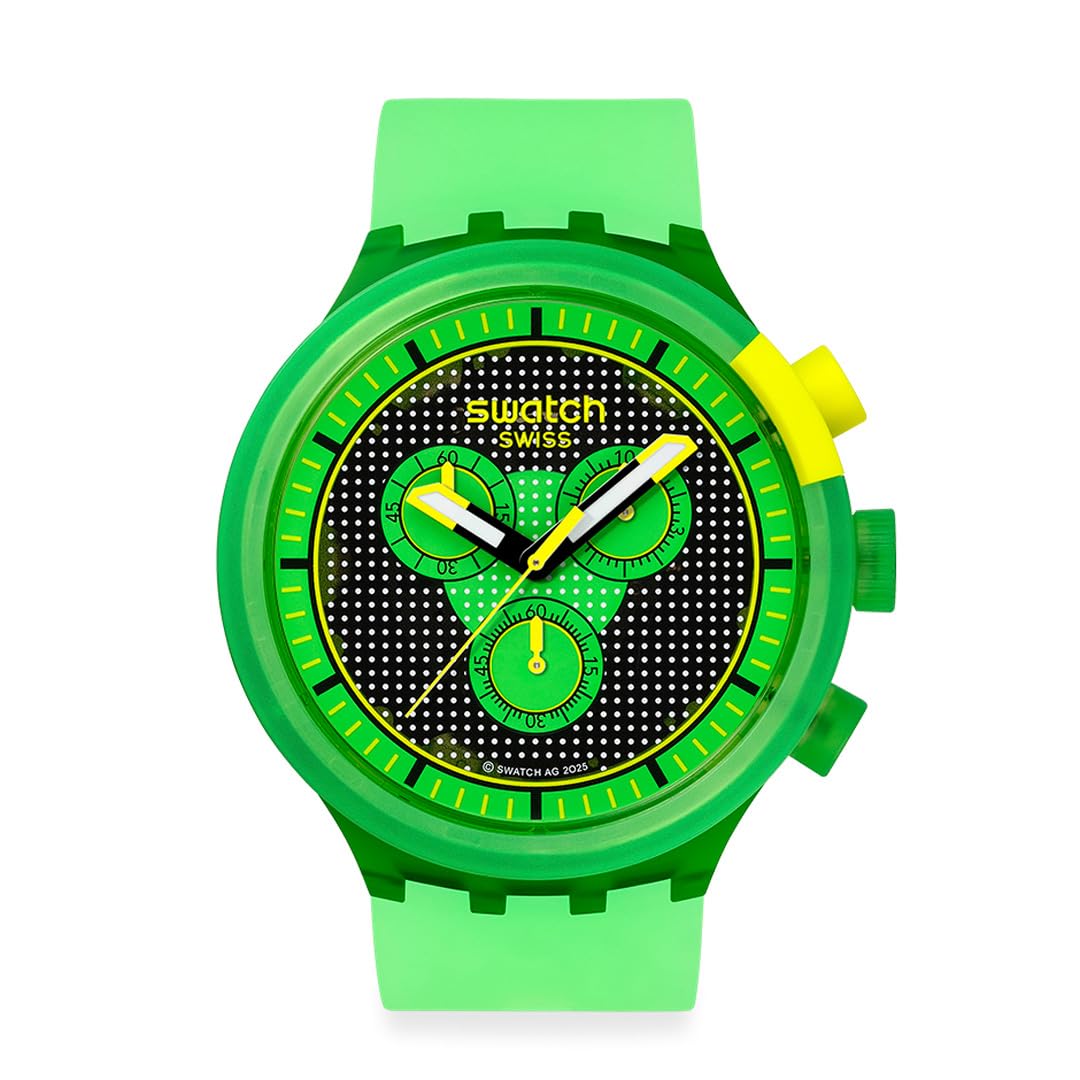 BIG BOLD CHRONO GLOWINGLY GREEN Watch SB02G100 Unisex Adult Green [Swatch]