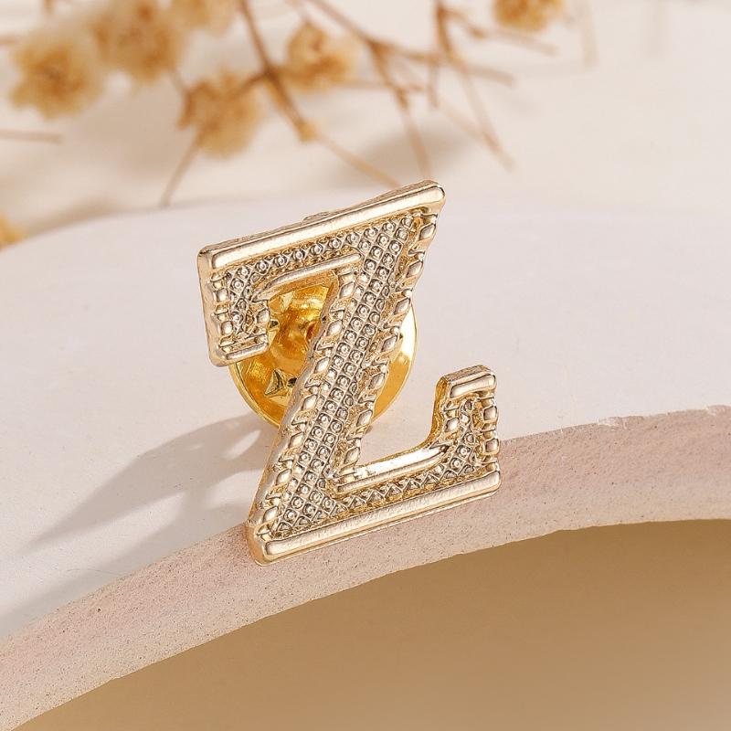2Pcs New Metal Initial A To Z 26 Letters Pin Suit Shirt Collar Lapel Brooch Pin Badge Fashion Jewelry For Men Women Accessories