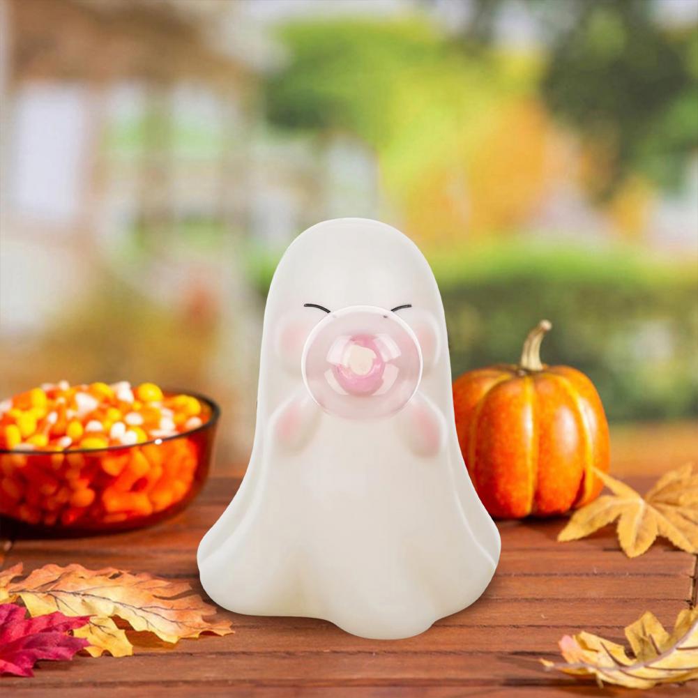 Tabletop Ghost Decoration Pink Bubble Gum Ghost Figurine Whimsical Halloween Tabletop Ornament for Home Office Decor for Shelf