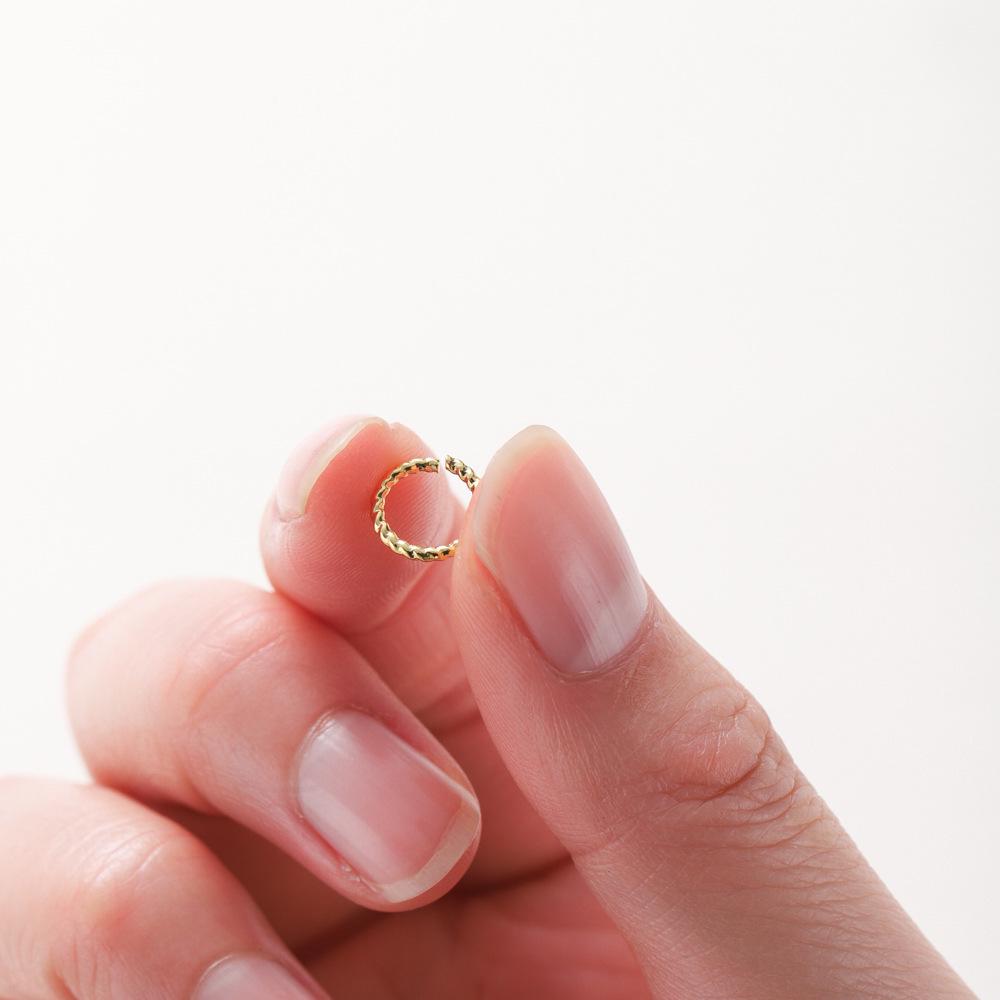 14k Gold-Plated Copper Twisted Open Ring - DIY Jewelry Accessory, Embossed Design, Color-Preserving.