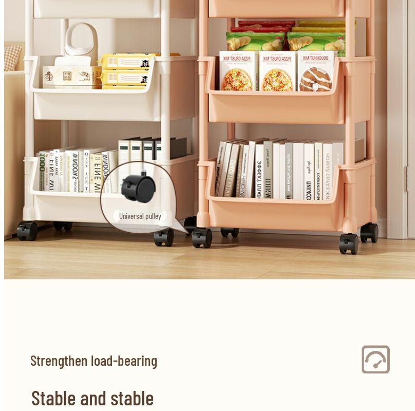 Compact Multi-Layer Storage Rack: Floor-Standing Bookshelf for Snacks and Kitchen, Mobile Fruit & Vegetable Basket