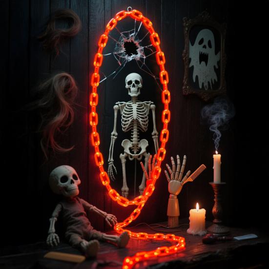 Batteridrevne LED-lys med plastkjede for Halloween-rekvisitter, kjedelys for Halloween-fest, cosplay-tilbehør