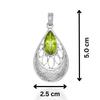 Green quartz pendant, 92.5% silver pendant for her, Pear shape pendant, green stone pendant
