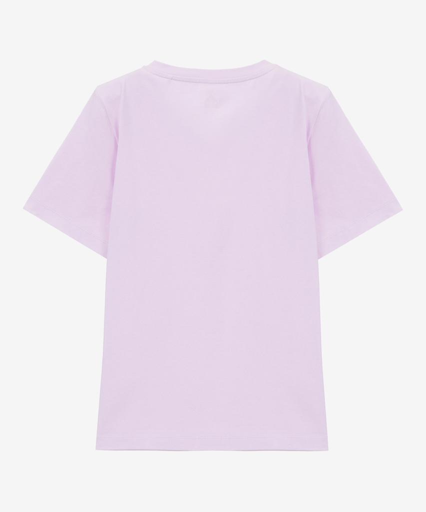 BASIC HOUSE Women'S V-Neck Stretch Slim Fit Short Sleeve T-Shirt Lavender Lats0204 (B Type)